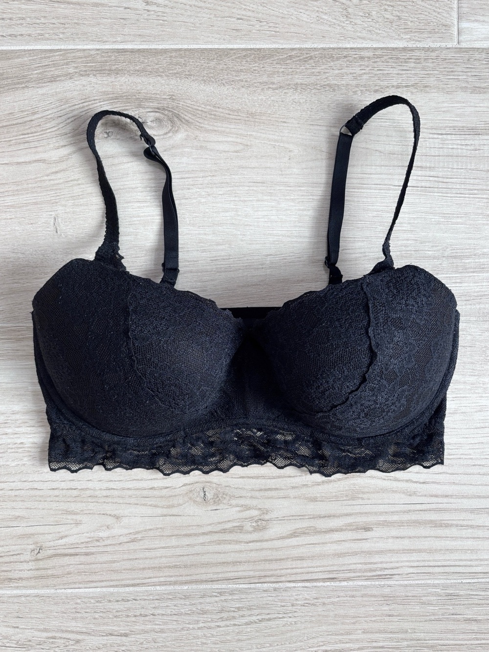 PINK Victoria’s Secret Lace Bralette Underwire Bra Black Women’s Size Large